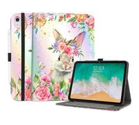 Lokigo for iPad A16 11th Gen Case, iPad 10th Generation Case, Rabbit | for iPad 11"/10.9" Case 2025/2022, Folio Stand Cover with Pencil Holder, Hand Strap & Pocket, Touch ID, Auto Wake/Sleep