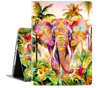 Lokigo iPad 10.2 Case - Tropical Elephant - 9th/8th/7th Gen Compatible - Multicolor Animal Print - Waterproof - Auto Wake/Sleep - Hands-Free Viewing & Shock Absorption