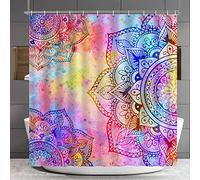 Lokigo Mandala Shower Curtain, Boho Colord Floral Curtains, 72"x72"