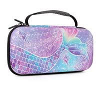 Lokigo Nintendo Switch OLED Case, Mermaid Tail Purple Soft TPU Cover, 20 Game Card Slots, Zipper Closure, Nylon Strap