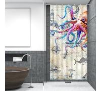 Lokigo Small Stall Shower Curtain 36x72 Cool Colorful Nautical Octopus Shower Curtain Narrow Dorm Camper Shower Curtain Waterproof Fabric RV Shower Curtains Ocean Kraken Bathroom Curtain with 7 Hooks