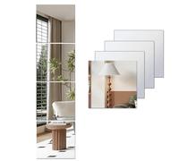 Lokiiz Acrylic Mirrors Stickers for walls, 4pcs Self Adhesive Safe Mirror, Full Length Stick on Mirrors, Wall-Mounted Makeup Large Full Body Workout Gym Hallway Kids Room Decor Tiles