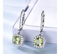LOKILOKI 1.36ct Natural Peridot Square Drop Earrings Genuine Silver 925 Elegant Casual Jewelry Gemstone For Women Wedding Gifts