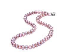 LOKILOKI 8-9mm Natural Freshwater Pearl Necklace Pink Purple Pearl Jewelry Fashion Necklaces For Women Gift