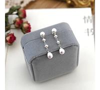 LOKILOKI 925 Sterling Silver Long Drop Earring For Women Natural Freshwater Pearl Jewelry Gift (2 Ways To Wear)