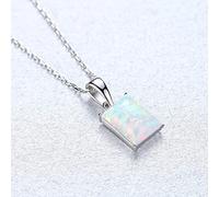 LOKILOKI 925 Sterling Silver Necklaces For Women Square Fire Opal Pendant Necklace Box Chain 40+5cm Female Fine Jewelry Gifts