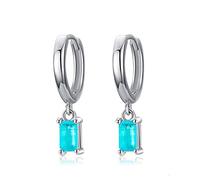 LOKILOKI Exquisite Tourmaline Hoop Earrings Fashion Real 925 Sterling Silver Rectangle Paraiba Earring For Women Fine Jewelry Gift