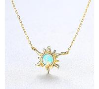 LOKILOKI Genuine 925 Sterling Silver Sun Flower Fire Opal Pendant Necklace For Women Personality 3 Colors Charm Necklace Jewelry