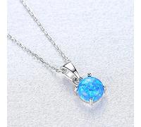 LOKILOKI Pure Sterling Silver 925 Necklaces For Women Colorful Round Fire Opal Pendant Necklace Exquisite Jewelry Gifts