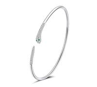LOKILOKI Silver Snake Opening Bracelet 925 Sterling Silver Spirit Snake Bangle Bracelet Gift For Women Engagement Jewelry
