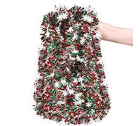 LOKIPA 10M/32.8Ft Christmas Tinsel Garlands, Red and Green with Snowflake Xmas Metallic Chunky Tinsel Garland for Christmas Tree Decorations