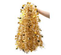LOKIPA 10M Gold Chunky Christmas Tinsel Garland with Star for Christmas Tree Decorations