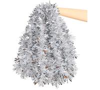 LOKIPA 10M Silver Christmas Chunky Tinsel Garland with Star for Christmas Tree Decorations