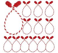 LOKIPA 12PCS Christmas Garland Ties, Flexible & Reusable, Polyester, Red & White, 16 Inch, Rectangular