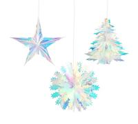 LOKIPA 3 Pack Christmas Hanging Decorations, Christmas Foil Ceiling Decoration Festive Hanging Decorations for Xmas New Year Party Supplies
