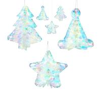 LOKIPA 3 PCS Christmas Iridescent Decoration，Christmas Hanging Ornaments Iridescent Foil Star Honeycomb Ball for Xmas Tree Decor New Years Party