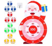 LOKIPA 30 Inch Large Christmas Party Game, Dart Board Game Set Santa Claus Dartboard with 12 Sticky Balls for Christmas Indoor Outdoor Toy Kids Gifts