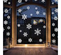 LOKIPA 48 Snowflakes Window Clings Static Snow Flakes Window Cling Stickers for Christmas Winter Wonderland Decorations