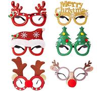 LOKIPA 6pcs Merry Christmas Party Gitter Glasses Frames Christmas Decoration Novelty Costume Fancy Dress Glasses Eyeglasses without Lenses for Kids and Adult