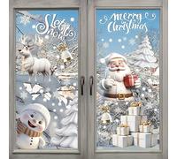 LOKIPA 8 Sheets Christmas Window Stickers Christmas Window Cling Christmas Window Decal White Stereo Static Sticker for Xmas Window Decoration