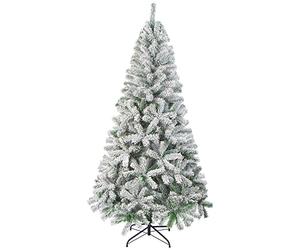 LOKIPA Artificial Christmas Tree,6ft Snow Flocked Christmas Tree with 700 Snowy Effect Branched and Christmas Tree Metal Stand