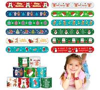 LOKIPA Christmas Slap Bracelets,48 Pieces Kids Slap Snap Band Wristband for for Xmas Party Bag Filler