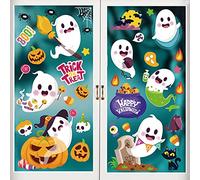 LOKIPA Halloween Window Clings ,8 Sheets Adhesive Ghost Halloween Window Decal Stickers for Glass Window