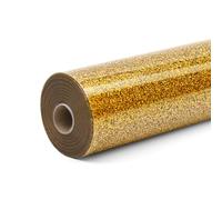 LOKLIK Glitter Gold Heat Transfer Vinyl Roll, 30.5 x 90cm - Iron-On HTV for T-Shirts & Fabrics - Durable Machine Washable Craft Vinyl for Use with Heat Press Machines