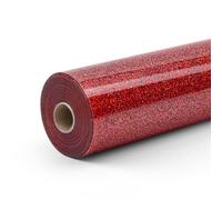 LOKLIK Glitter Red Heat Transfer Vinyl Roll, 30.5 x 90cm - Iron-On HTV for T-Shirts & Fabrics - Durable Machine Washable Craft Vinyl for Use with Heat Press Machines
