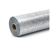 LOKLIK Glitter Silver Heat Transfer Vinyl Roll, 30.5 x 90cm - Iron-On HTV for T-Shirts & Fabrics - Durable Machine Washable Craft Vinyl for Use with Heat Press Machines