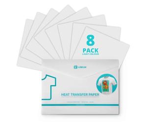 LOKLIK Heat Transfer Paper for White Fabrics - 8 Sheets Iron-On Paper for Cotton T-Shirts & Textile Materials - Crafting Materials for Heat Transfer Vinyl