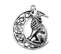 LOKLNEYK 10pcs 26x33mm Antique Silver Color Wolf Charms