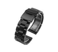 LOKLNEYK 18mm 20mm 22mm 24mm Solid Metal Stainless Steel Strap Fit For Samsung Watch 6/5/4/3(Black-Solid Buckle,18mm)