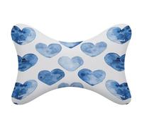 LOKLNEYK 2 Pack Car Neck Pillow Hand Drawn Blue Heart Car Headrest Pillow for Neck Support