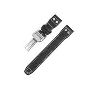 LOKLNEYK 20mm 21mm 22mm genuine leather strap fit for IWC Pilot TOP GUN IW5009(Black-1,20MM_SILVER BUCKLE)