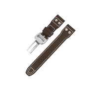 LOKLNEYK 20mm 21mm 22mm genuine leather strap fit for IWC Pilot TOP GUN IW5009(Brown-1,22MM_SILVER BUCKLE)