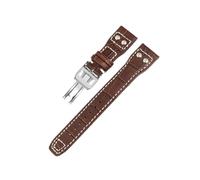 LOKLNEYK 20mm 21mm 22mm genuine leather strap fit for IWC Pilot TOP GUN IW5009(Brown-2,22MM_SILVER BUCKLE)