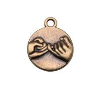 LOKLNEYK 20pcs 14x17mm Antique Silver Bronze hand in hand Pinky Swear Promise Charms (ancient bronze)