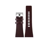LOKLNEYK 22mm 24mm 26mm 28mm 30mm 32mm 34mm Men's Leather Wristband Suitable For DIESEL DZ7406 DZ7408 DZ4280 DZ4343(Brown silver clasp,28mm)