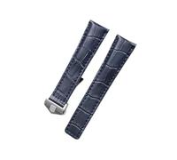 LOKLNEYK 24mm 20mm 22mm Men's Folding Buckle Leather Strap Fit For TAG Heuer Strap Accessories(Blue,22MM_SILVER CLASP)