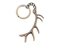 LOKLNEYK 2Pcs Ancient Silver Ancient Bronze Deer Antler Key chain 60x43mm (ancient bronze 2pcs)