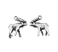 LOKLNEYK 30pcs 18x16mm Antique Silver Moose Deer Charms