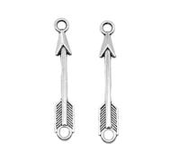 LOKLNEYK 30pcs 37x6mm Antique Silver Arrow Connector Charms