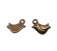 LOKLNEYK 50pcs 11x8mm Antique Silver Bronze Tiny Bird Charms (ancient bronze)