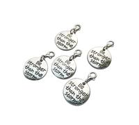 LOKLNEYK 5Pcs Clip on Charms be stronger than the storm Charms with Lobster Clasps for DIY Jewelry Making, for Purse Bracelet Keychain Stitch Marker Handbag