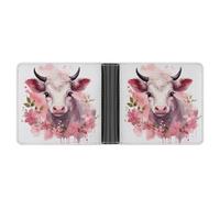 LOKLNEYK A Little Cow Wallet Bifold Passcase Slim Wallet Leather Compact Credit Card Holder Front Pocket Cash Purse