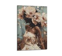 LOKLNEYK Abstract Woman With Floral Fluid Art Painting Poster, Music Wall Art Posters Canvas Prints for Living Room Bedroom Deco 20x30inch(50x75cm) Frame-style-1