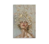 LOKLNEYK Abstract Woman With Floral Fluid Art Painting Poster, Music Wall Art Posters Canvas Prints for Living Room Bedroom Deco 20x30inch(50x75cm) Unframe-style-1