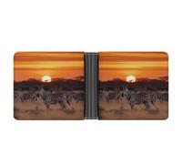 LOKLNEYK Africa Sunset Zebra Wallet Bifold Passcase Slim Wallet Leather Compact Credit Card Holder Front Pocket Cash Purse