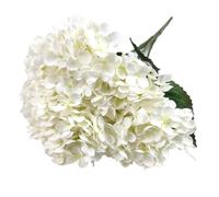 LOKLNEYK Artificial Hydrangea Bunch 5 Heads Silk Fake Flowers Home Decor Wedding Arrangements Photography Props 48cm Length 17cm Flower(Milky white)
